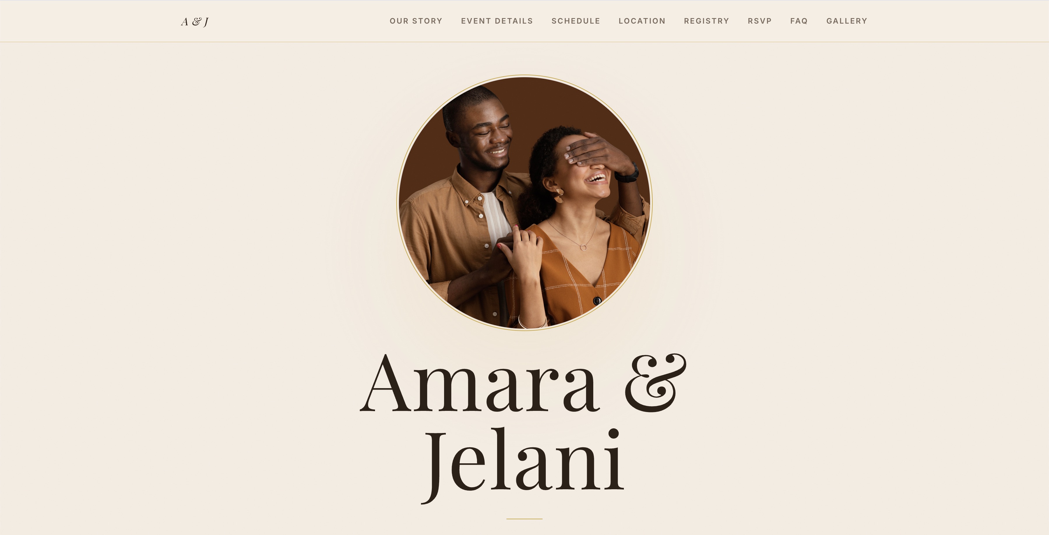 Dhahabu wedding website theme preview