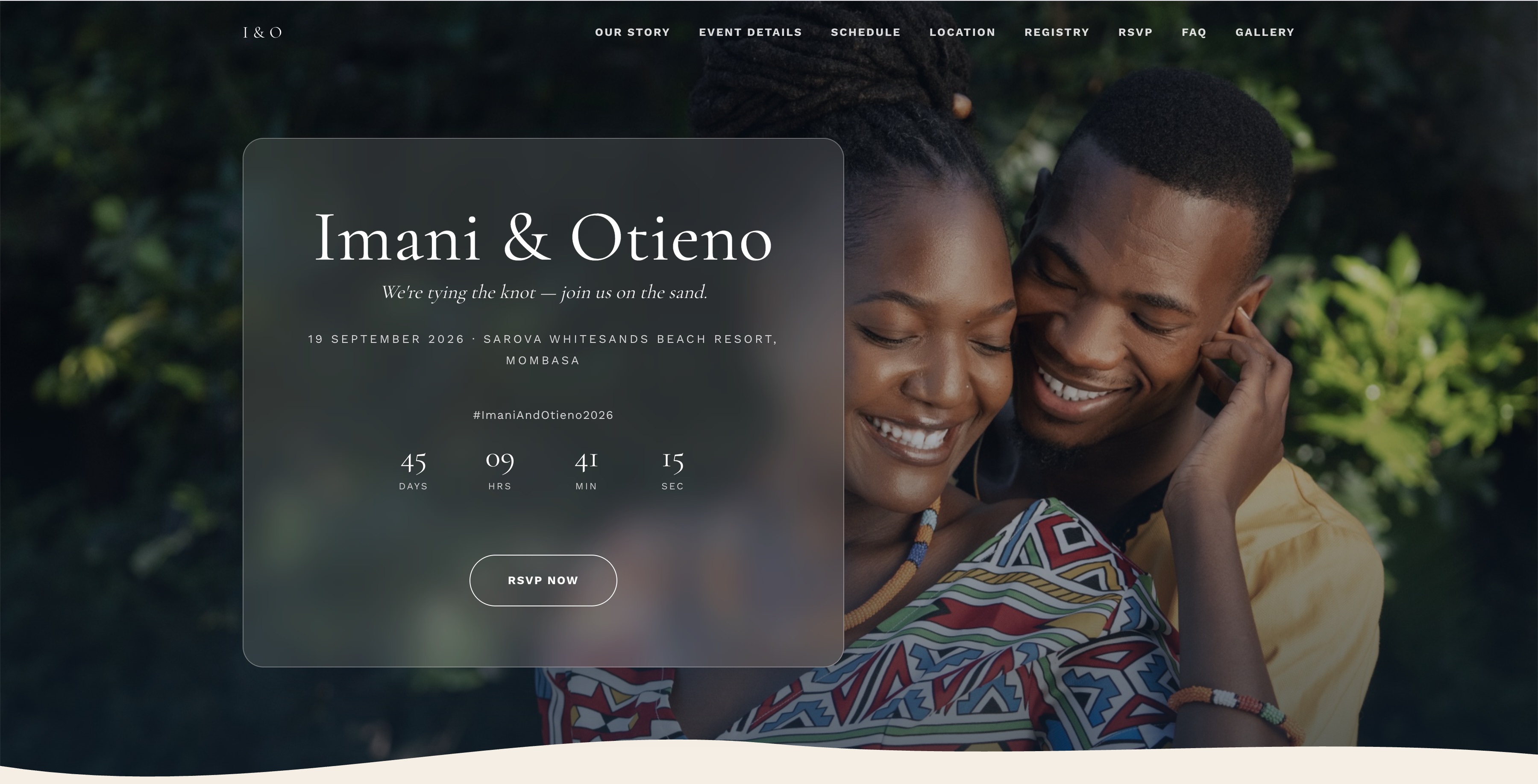 Bahari wedding website theme preview
