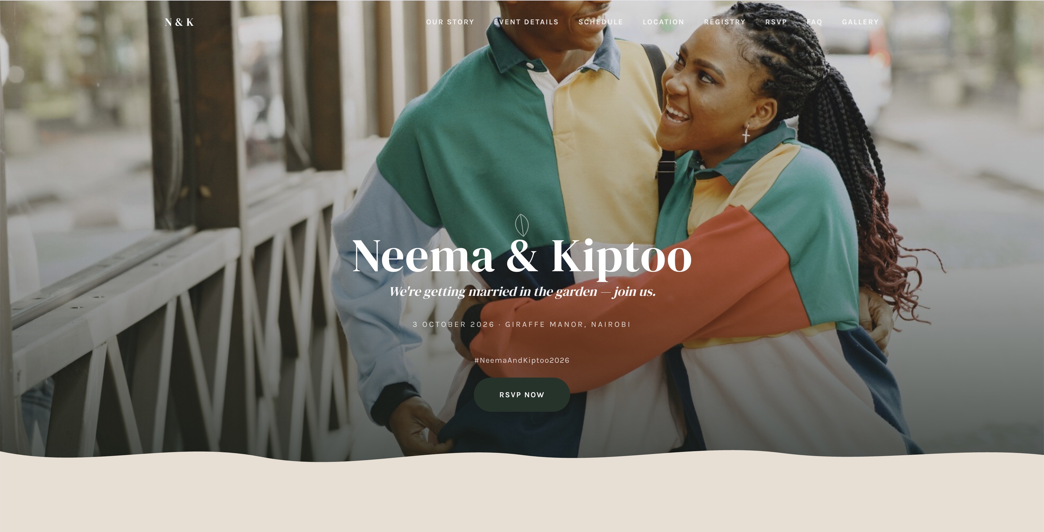 Kijani wedding website theme preview