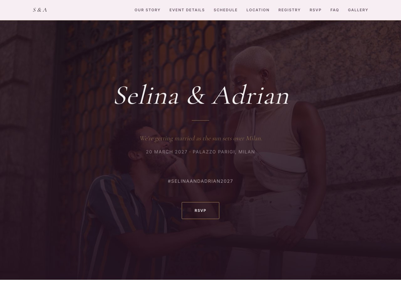 Zambarau wedding website theme preview